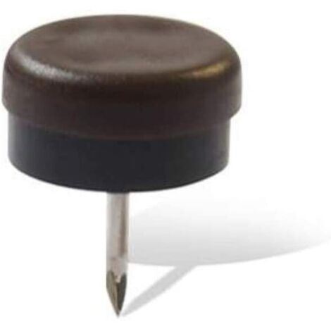 SCIVOLI IN PLASTICA E GOMMA TONDI CON CHIODO Ø 20 MM - MARRONE - 8 PZ.