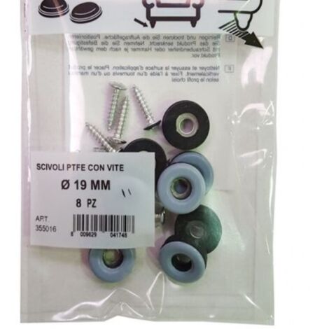 Scivoli ptfe tondi con vite 19mm pezzi 8 - masidef
