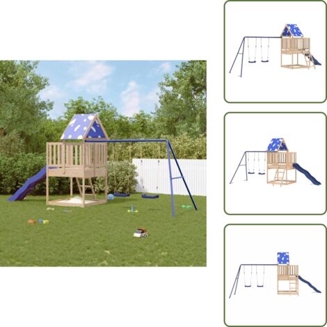 Scivolo a onde - vidaXL Set da Gioco da Esterno in Legno Massello di Pino - Altalena per bambini