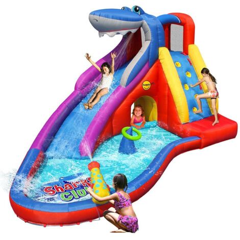 Scivolo Gonfiabile Castello Acquatico Gigante Squalo Vasca Palline Giochi Acqua