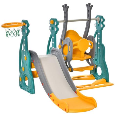 SCIVOLO PER BAMBINI 18 MESI-3 ANNI CON ALTALENA REGOLABILE E CANESTRO