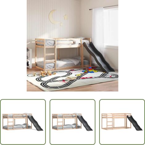 Scivolo per bambini -  Letto a Castello Scivolo e Scala 80x200 cm Legno Massello Pino