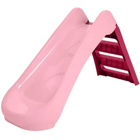 Scivolo per Bambini Pieghevole Salvaspazio a 3 Gradini in Plastica Rosa