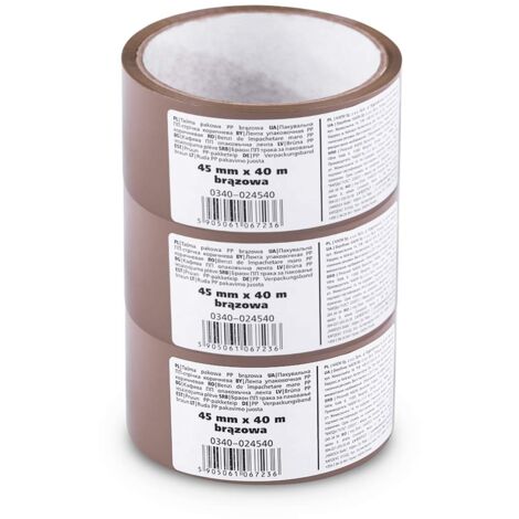 Scley 3 pezzi Nastro per Imballo, larghezza del nastro 45mm, lunghezza 40m, Nastro da imballaggio PP, Nastro Adesivo Marrone, Nastro di imballaggio per trasloco, ristrutturazione, A0340-020340