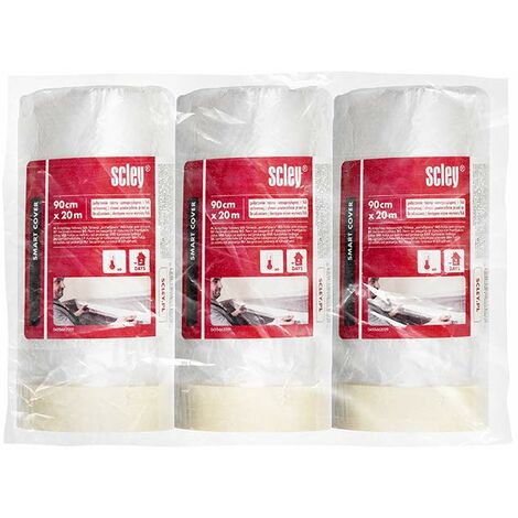 Scley Pellicola protettiva per pittor, Protezioni superficiali di ampio 90cm, Lunghezza 20m, 3 pezzo di telone di plastica, Serie 66, trasparente, pellicola di plastica, A0450-660309