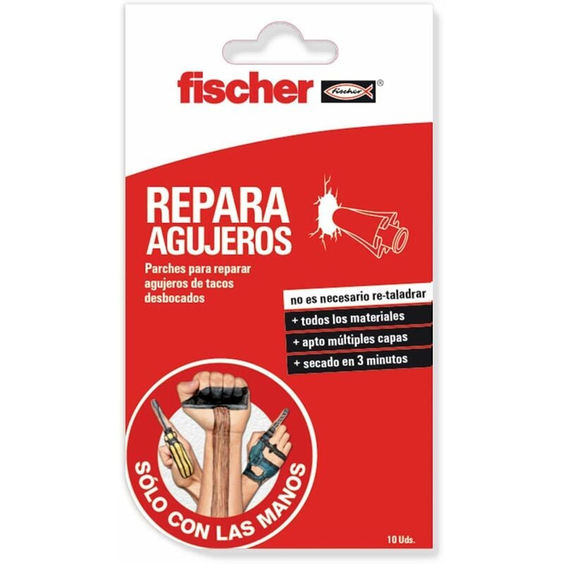 Image of Fischer - sclm - Toppa per riparare i fori di tasselli, puntine e ammaccature, senza trapano e di facile applicazione, 10 pezzi