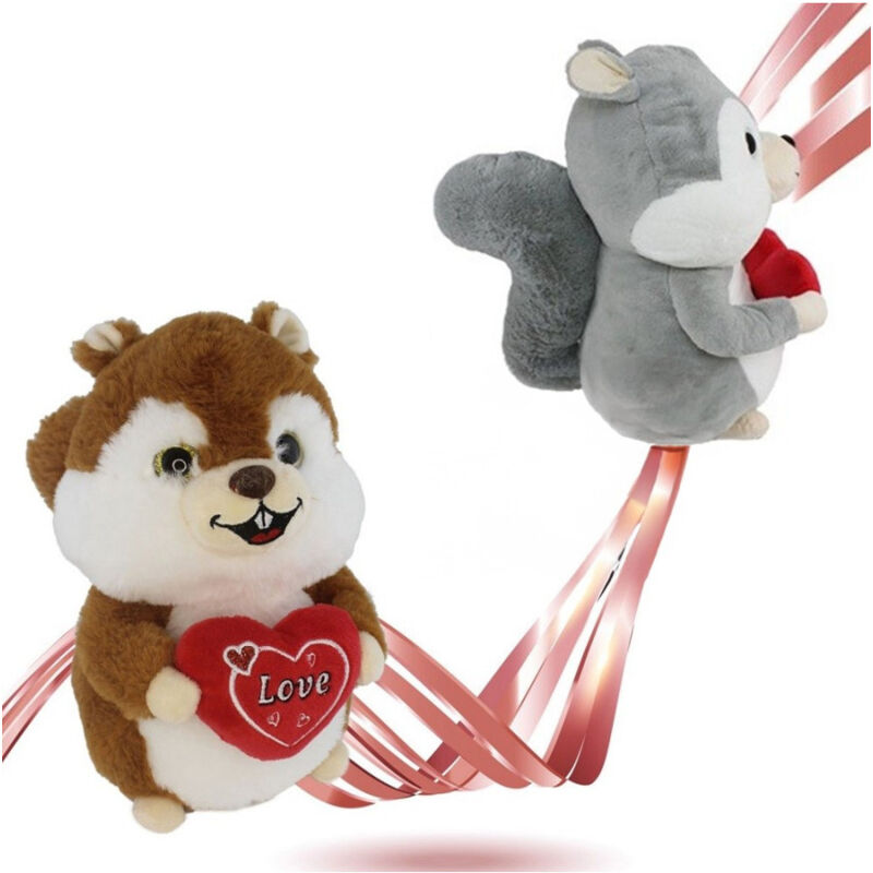 Trade Shop Traesio - Trade Shop - eichhörnchen plüsch mit herz geschrieben liebe 22CM valentinstag 2 farben ass. 92478 -