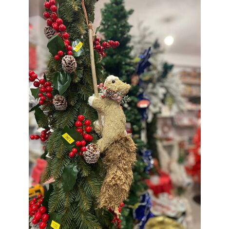 Scoiattolo su ramo cm 48 decorazioni addobbi per albero di natale coda pellicciosa