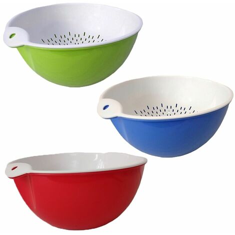 Scola pasta frutta verdura e ciotola 2 in 1 colapasta con manici per casa cucina in plastica blu rosso verde D26 cm - colorigenerali: VERDE