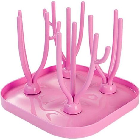Scolabiberon, Supporto per scolabiberon, Scolabiberon a forma di albero, Scolabiberon, Asciugabiberon a forma di albero, per biberon, Pulito e igienico (Rosa)