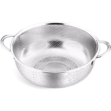 Scolapasta da cucina in acciaio inox, design microporoso, confezionato singolarmente, con manico, adatto per filtrare pasta e frutta, 28 cm.