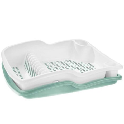 Scolapiatti Brio Con Vassoio Salvagocce Bianco/Salvia 6227 - 39,8X12X48 Cm