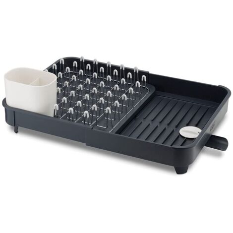 Scolapiatti Joseph Joseph Extend, scolapiatti estensibile, drenaggio efficiente, portaposate, acciaio inox, grigio scuro, facile da pulire