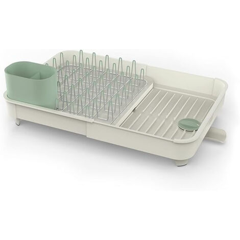 Scolapiatti JosephJoseph Joseph Extend™, scolapiatti espandibile, drenaggio efficiente, portaposate, punte non abrasive, colore Pietra/Verde