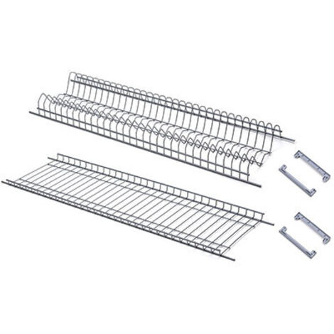 SCOLAPIATTI SCOLABICCHIERI VERNICIATO GRIGIO • SUPP LATERALI PLT L.CM 76