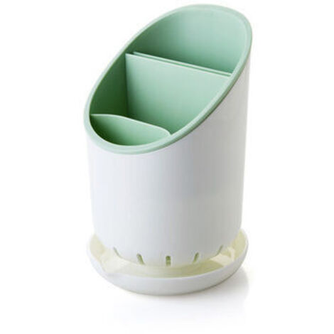 Scolaposate, organizer per lavello da cucina, organizer per posate e coltelli con scolapiatti - Verde