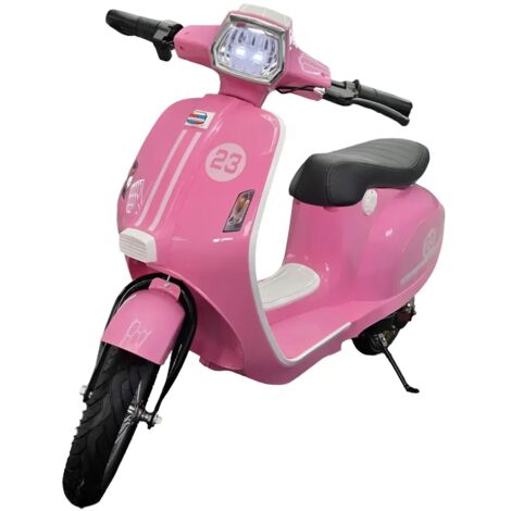 Scooter Elettrico per Bambini Rosa 24V Sedile Pelle e Ruote Pneumatiche
