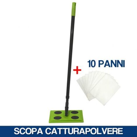 SCOPA CATTURAPOLVERE CON MANICO ESTENSIBILE TESTA ROTANTE PANNI ANTISTATICI 35537