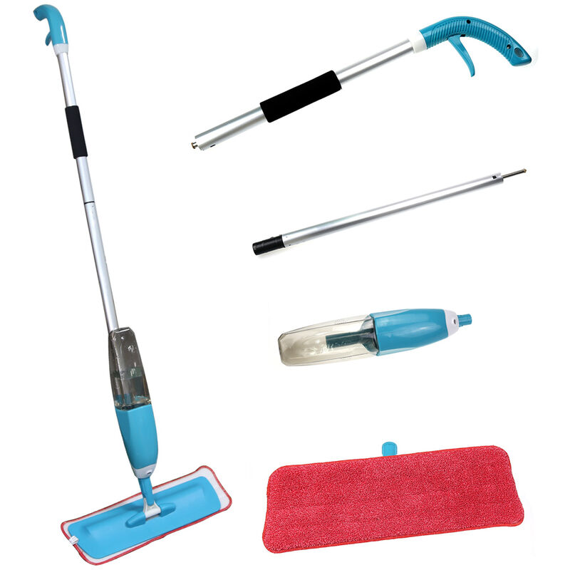 Scopa con testa rotante a Mop in fibra superfinita Secchio con doppio scomparto Mocio Auto Clean Mop spray mop blu