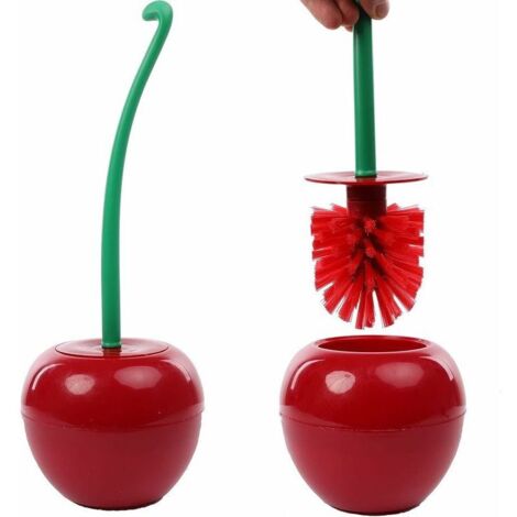 Scopa e supporto per WC a forma di ciliegia, Scopa per WC in plastica, Scopa per WC a forma di ciliegia, Scopa per WC dal design originale