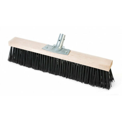 Scopa industriale con supporto in legno e setole piumate in fibra sintetica nera -60 cm