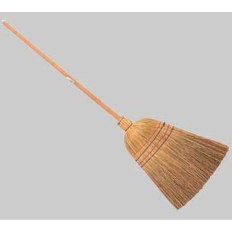 Scopa Saggina Standard Con 4 Cuciture Manico Grezzo Misura Totale Cm 135