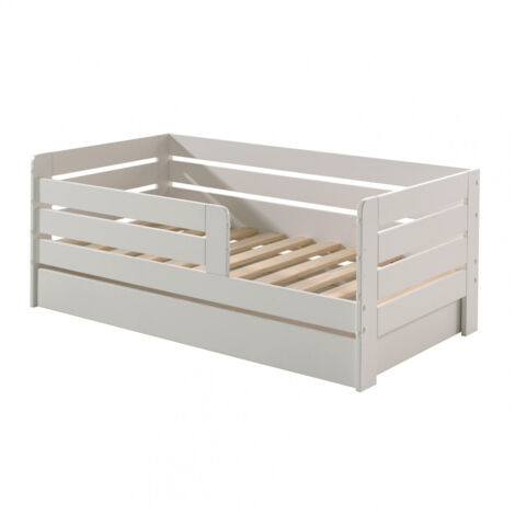 SCOPE - Lit Junior 70x140cm Blanc Barrières Horizontales + Tiroir