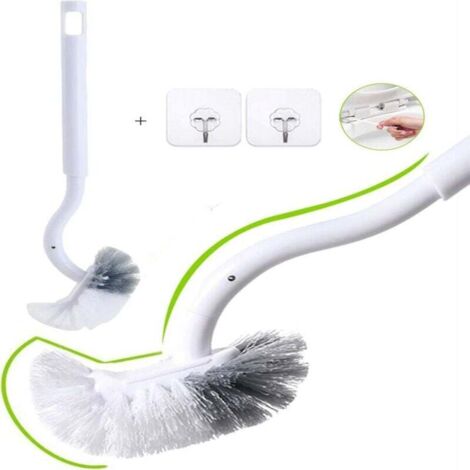 Scopino e supporto per WC, confezione da 2, scopino per WC con manico lungo in plastica, scopino per WC con setole resistenti per la pulizia del WC, pulizia profonda