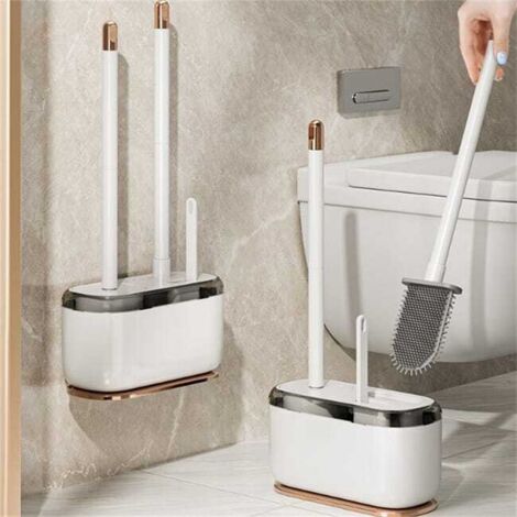 Scopino igienico da parete 3 in 1 con impugnatura ergonomica, pulizia efficace, design bianco compatto, 19,7×9,7 cm