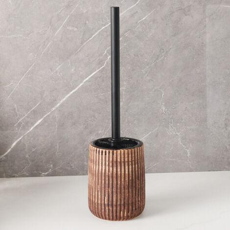 Scopino per WC a manico lungo con base portaoggetti in ceramica rimovibile (colore chiaro)