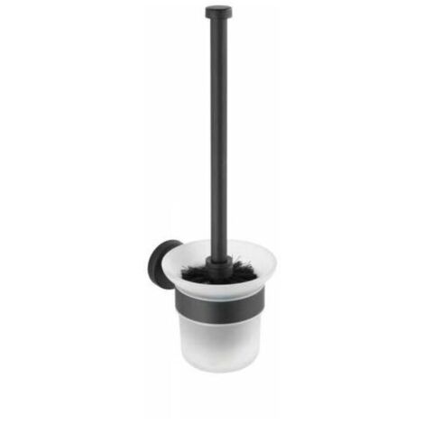 Scopino per WC a parete Bosio, nero, da appendere, acciaio inox, 10 x 35 x 14 cm, nero opaco