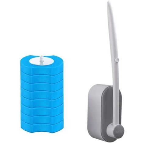 Scopino per WC a parete, scopino per WC in plastica con supporto, scopino per WC monouso sostituibile per la pulizia del bagno