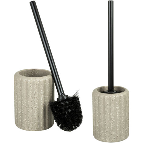 Scopino per WC con supporto in ceramica marrone nero PERU