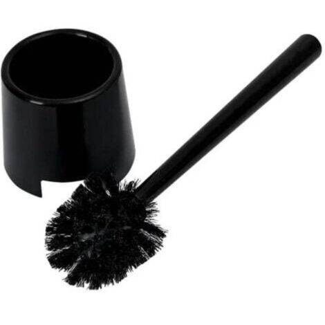 Scopino per WC con supporto, per hotel, ostelli, pensioni, ristoranti, moderno, nero opaco, 36,5 x 11 cm