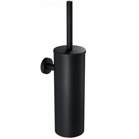 Scopino per WC in acciaio inossidabile nero con porta scopino a parete