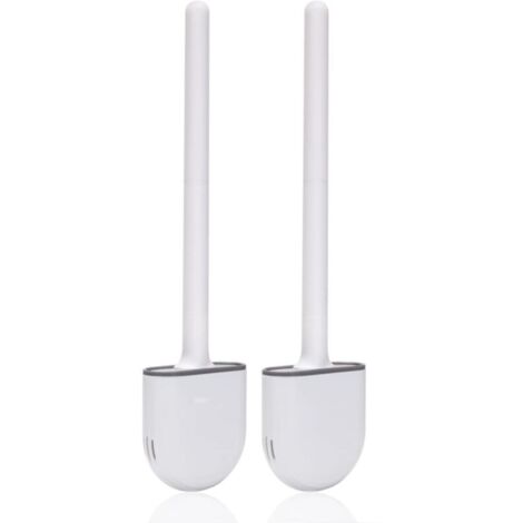 Scopino per WC in silicone (2 pezzi), Scopino per WC, Scopino per WC in silicone e supporto con setole morbide e manico antiscivolo, Scopino per WC in silicone a pulizia rapida, Scopino per WC sospeso