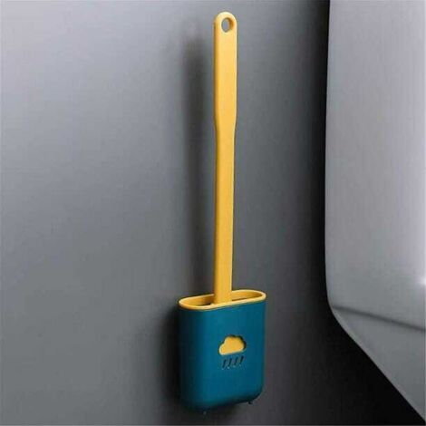 Scopino per WC in silicone antibatterico, set scopino e supporto per WC, scopino per WC in silicone ad asciugatura rapida, da appendere