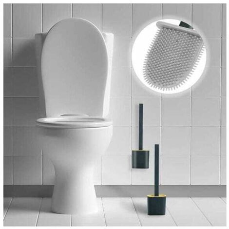 Scopino per WC in silicone con supporto a parete, design rimovibile, facile da usare e pulire, TPR (nero)