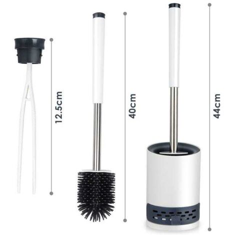 Scopino per WC in silicone con supporto ad asciugatura rapida e pinzette nascoste per il bagno