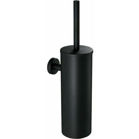 Scopino per WC nero da parete con portascopino, scopino per WC in acciaio inox 304 con manico lungo, scopino per WC