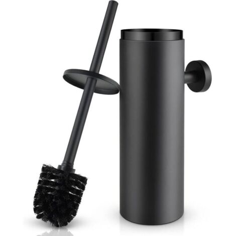 Scopino per WC, scopino per WC in acciaio inox, WC con coperchio paraschizzi chiuso, testina sostituibile