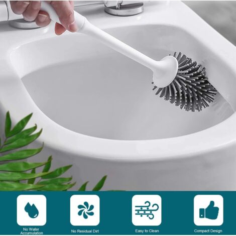 Scopino per WC, Scopino per WC in silicone con setole in silicone antibatteriche e pulite, con supporto ad asciugatura rapida, Scopino per WC per bagno