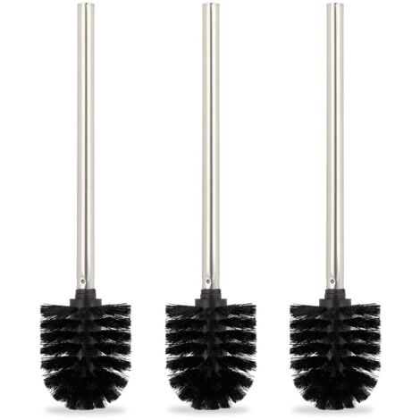 Scopino per WC, set da 3, nero