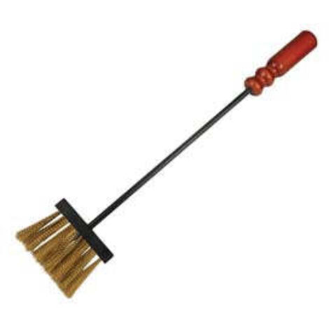 SCOPINO SETOLE OTTONATE PER CAMINO MANICO LEGNO 55cm