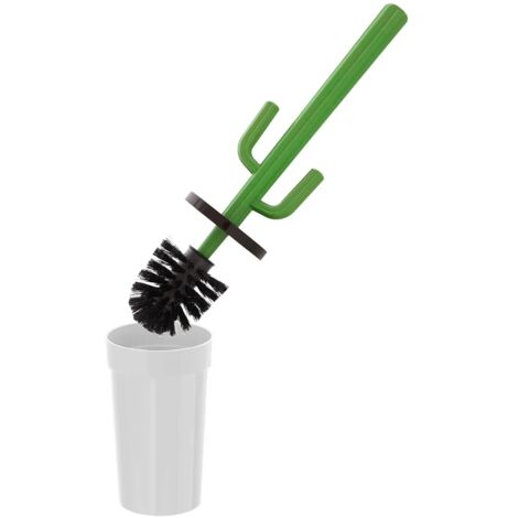 Scopino WC Cactus da appoggio bianco in plastica con setole nere