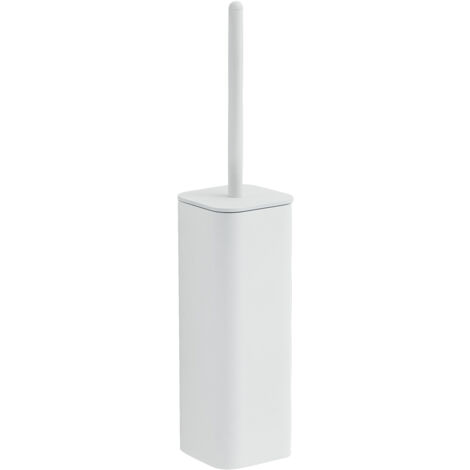 Scopino WC con ciuffo in setole da appoggio in ottone, acciaio inox e Cromall 3234 Gedy serie OUTLINE Bianco Opaco