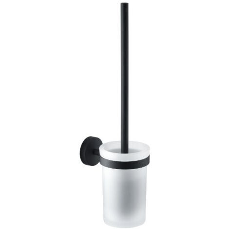 Scopino WC con ciuffo in setole da muro in acciaio inox e Cromall 2333-03 Gedy serie EROS Nero Matt