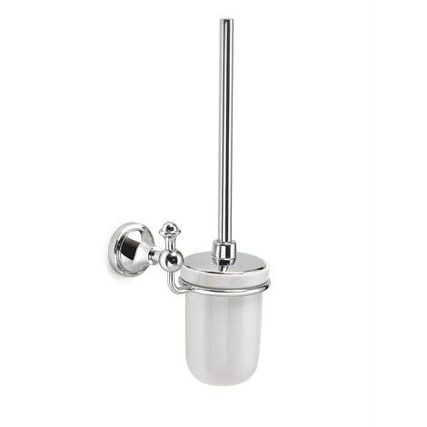 TACOSHOP Porta scopino wc da parete in acciaio inox e ceramica modello nevis dim. cm (lxpxh): 15,5x11,9x40,2 - cromato GEDY