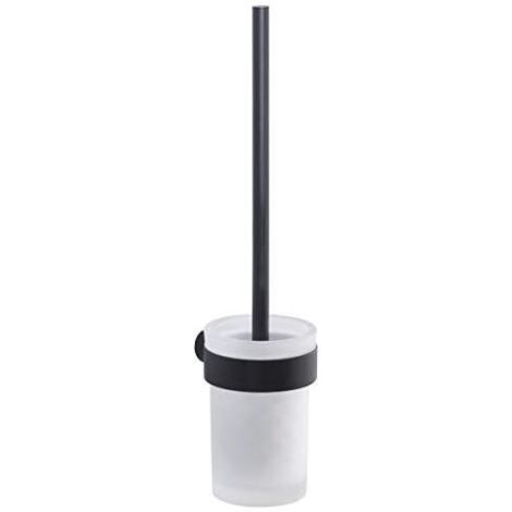 Scopino WC con ciuffo in setole da muro in ottone e Cromall PI33-03 Gedy serie PIRENEI Nero Opaco