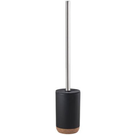 Scopino WC con ciuffo in setole d'appoggio in ceramica e sughero IL33 Gedy serie ILARY Nero Matt